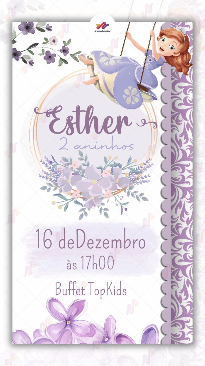 Convite digital Princesa Sofia - Imagem 1
