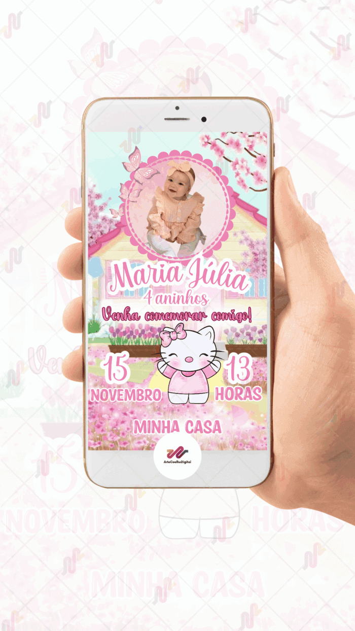 Convite Digital Hello Kitty - Imagem 2