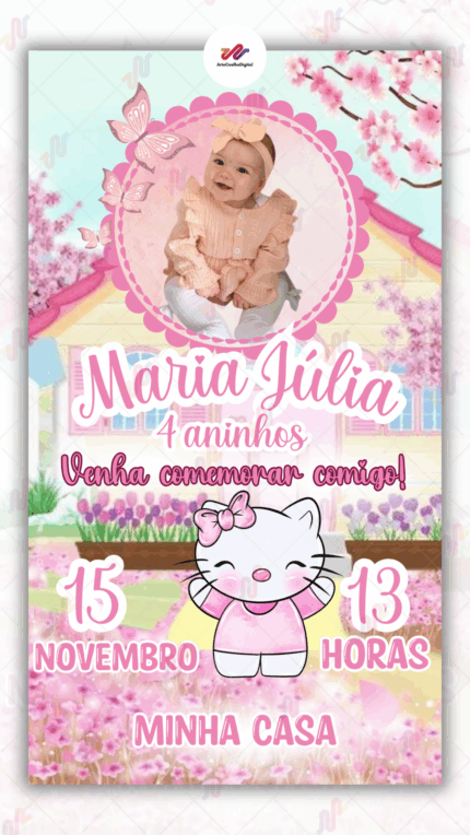 Convite Digital Hello Kitty