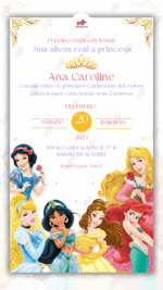 Convite Digital Princesas Disney