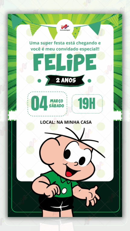 Convite Digital Cebolinha Turma da Monica