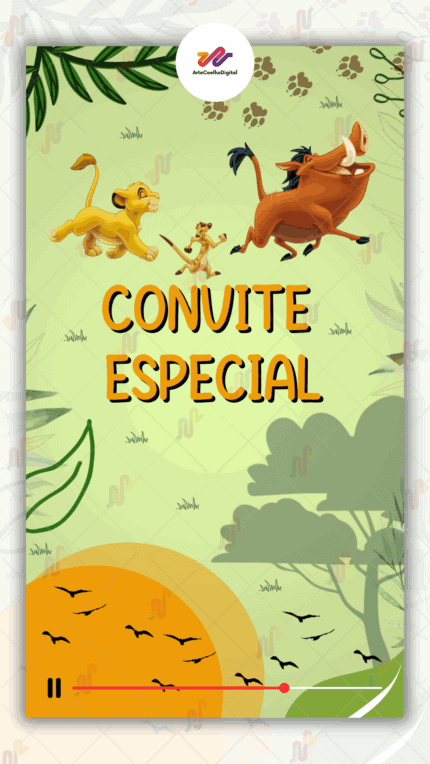 Convite Animado Plus Rei leão