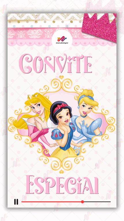 Convite Animado Princesas Disney