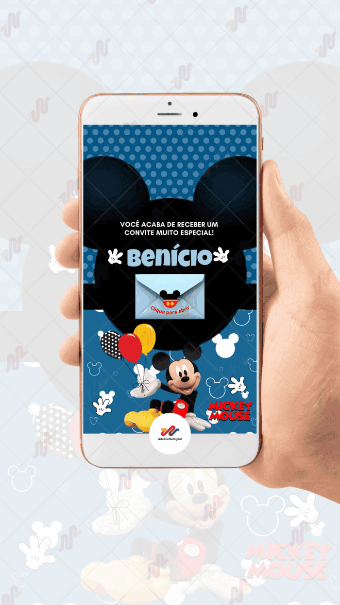 Convite Interativo gold Mickey - Imagem 2