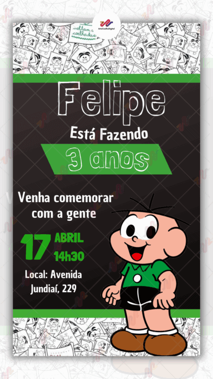 Convite Digital Cebolinha Turma da Monica