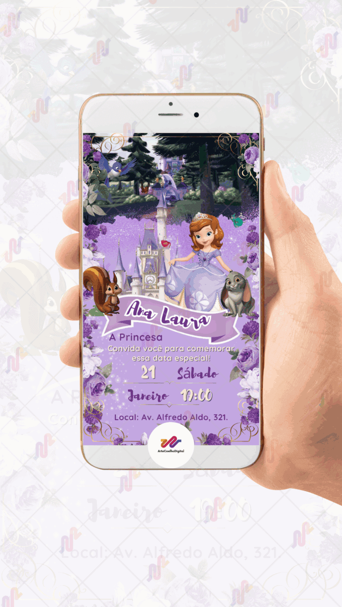 Convite Animado Princesa Sofia - Imagem 2