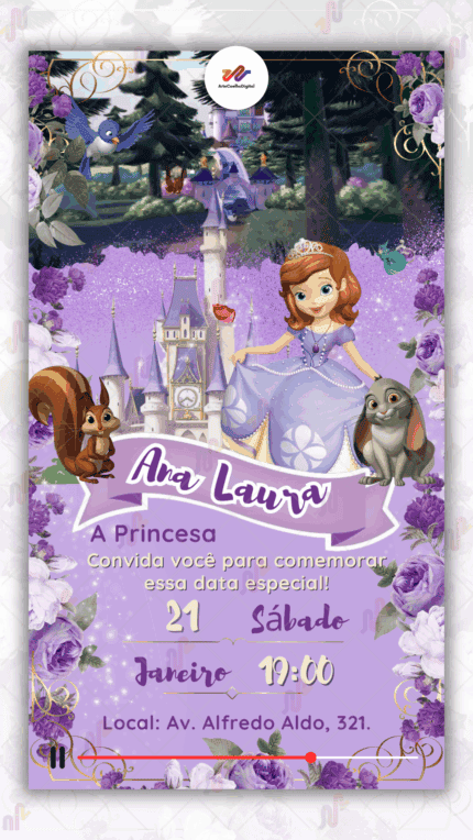 Convite Animado Princesa Sofia