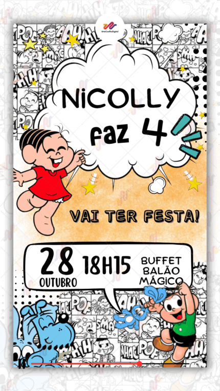 Convite Animado Simples Turma da Monica