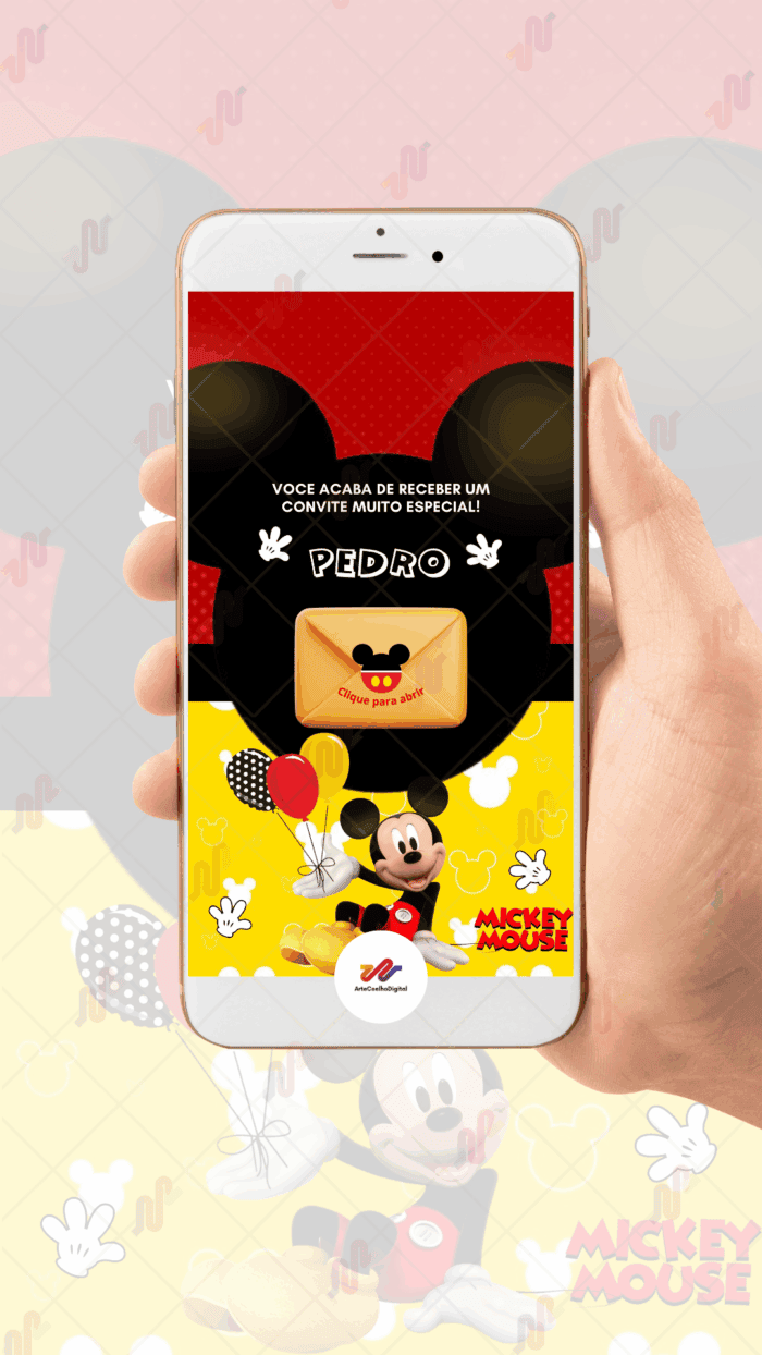 Convite Interativo gold Mickey - Imagem 2
