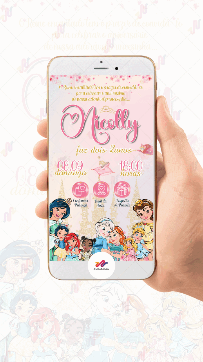 Convite Interativo Princesas Disney - Imagem 2