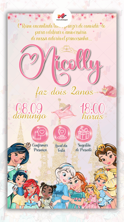 Convite Interativo Princesas Disney