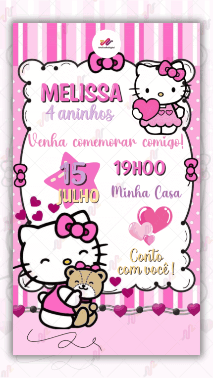 Convite Digital Hello Kitty