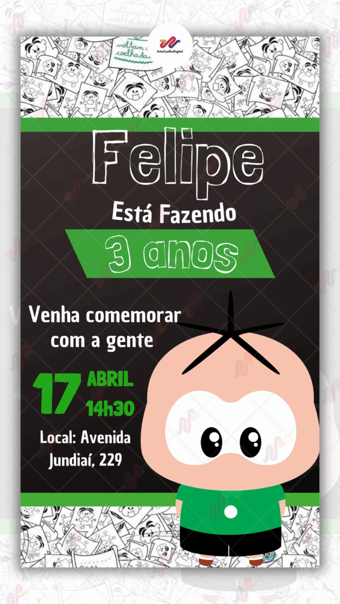 Convite Digital Cebolinha Toy - Turma da Monica - Imagem 1