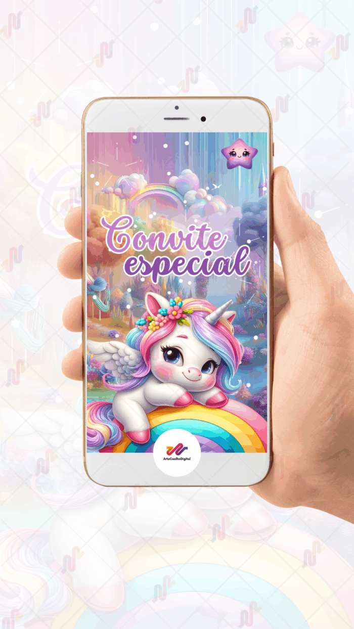 Convite Animado Plus Unicórnio - Imagem 2