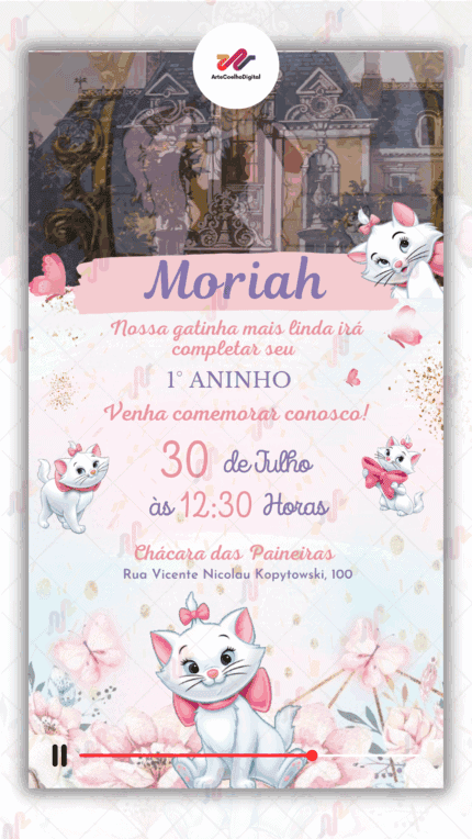 Convite Animado Simples Gata Marie