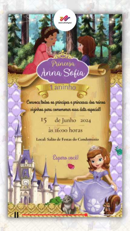 Convite Animado Princesa Sofia