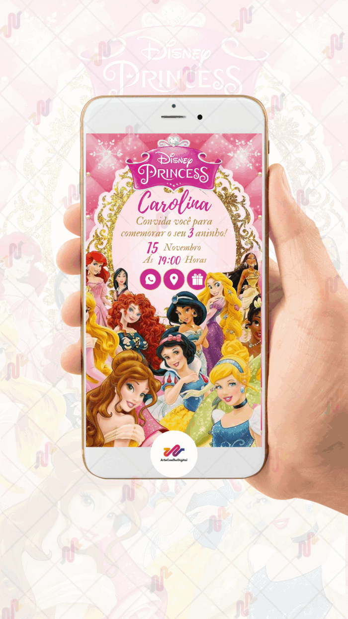 Convite Interativo Princesas Disney - Imagem 2