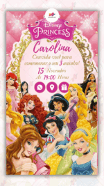 Convite Interativo Princesas Disney