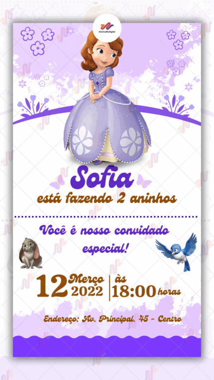 Convite digital Princesa Sofia