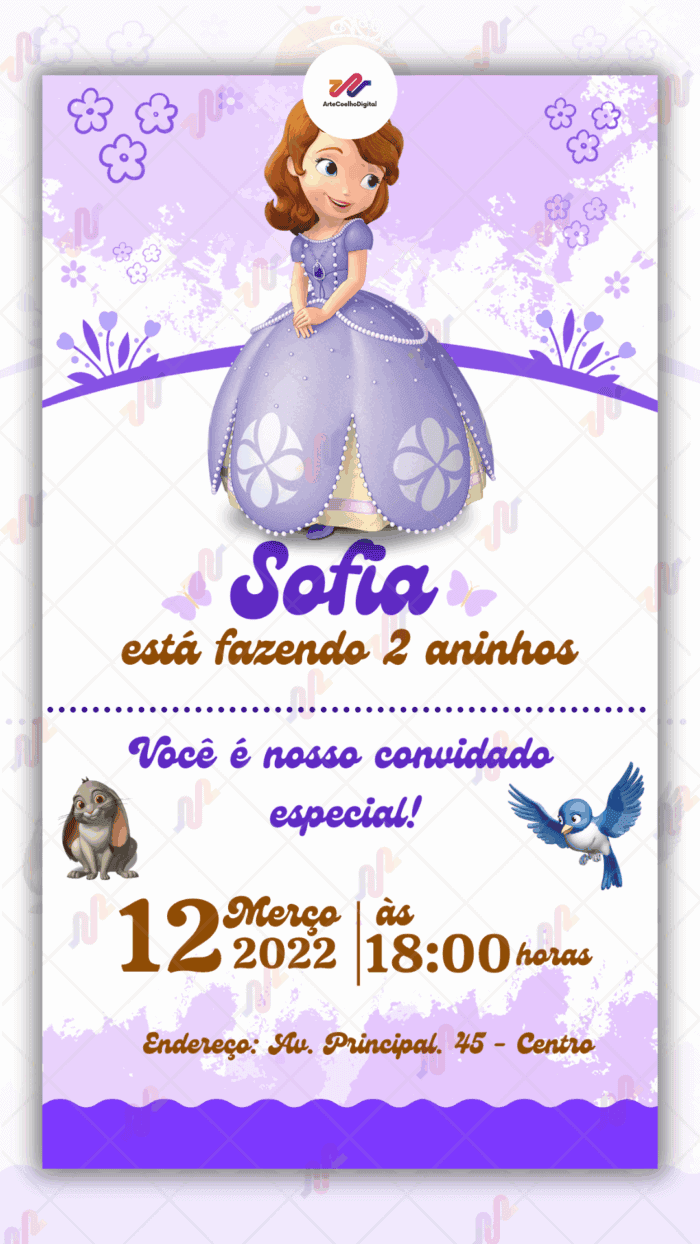 Convite digital Princesa Sofia - Imagem 1