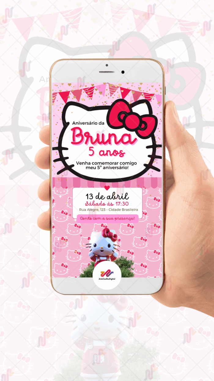 Convite Digital Hello Kitty - Imagem 2