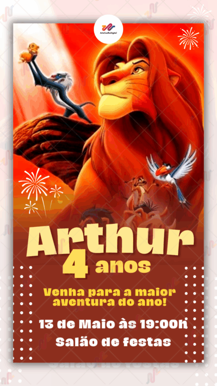Convite Interativo Rei Leão