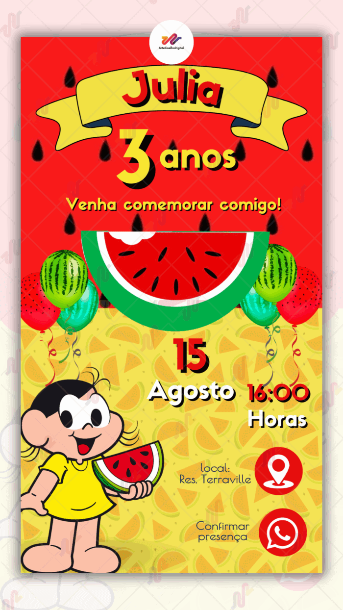 Convite Interativo Magali Turma da Monica - Imagem 1