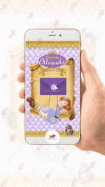 Convite Interativo Gold Princesa Sofia - Imagem 2