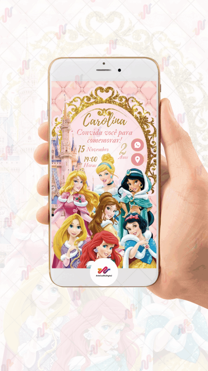 Convite Interativo Princesas Disney - Imagem 2