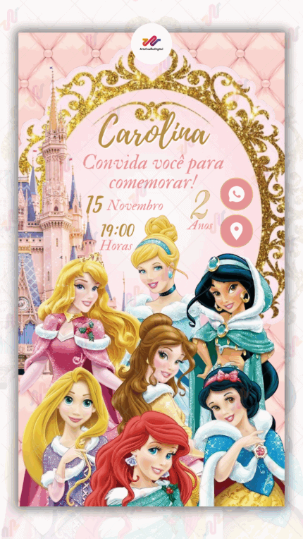Convite Interativo Princesas Disney