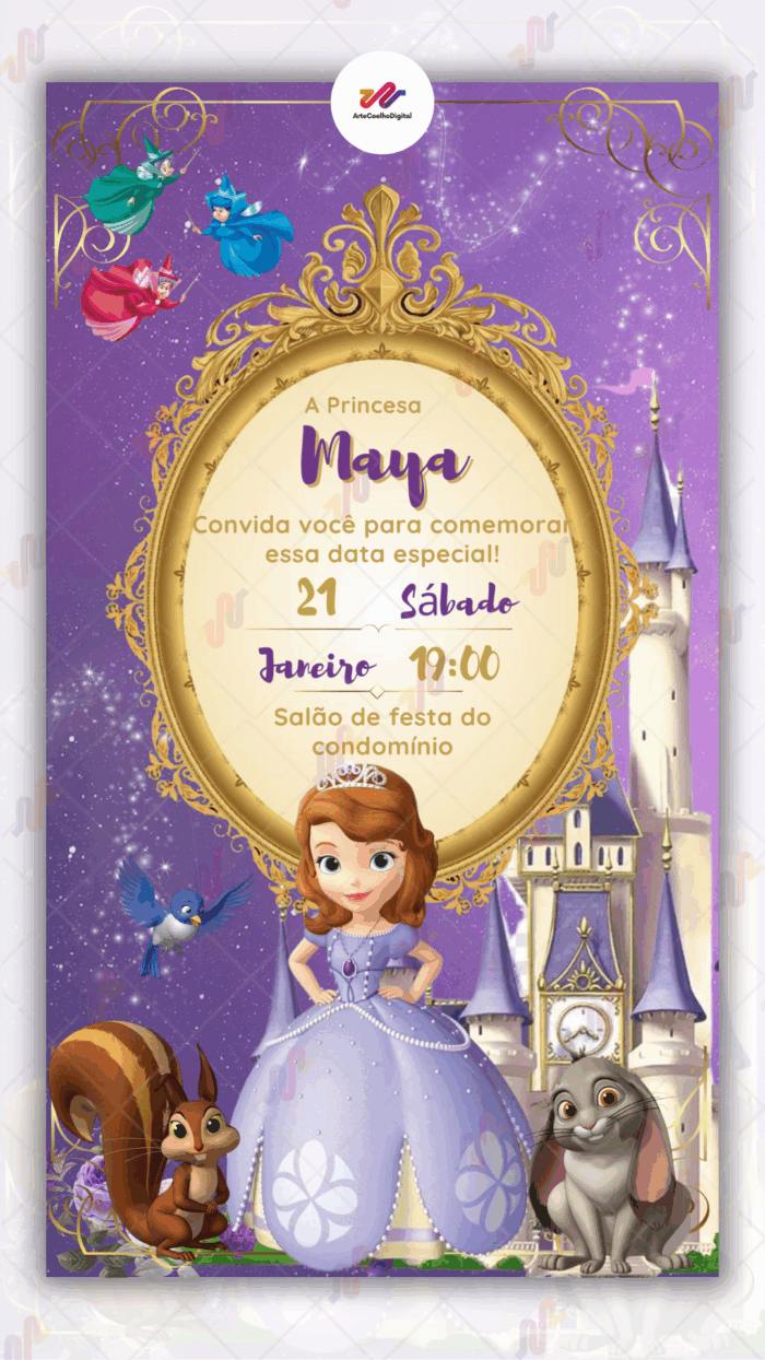 Convite digital Princesa Sofia - Imagem 1