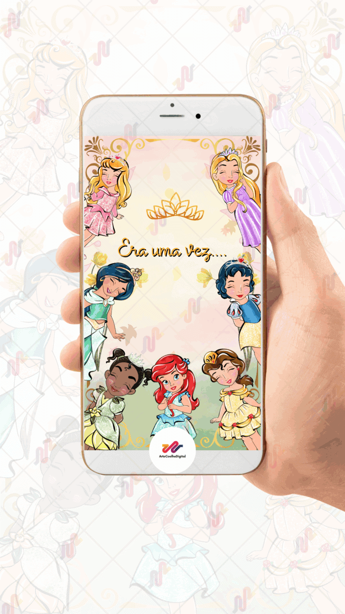Convite Animado Princesas Disney - Imagem 2