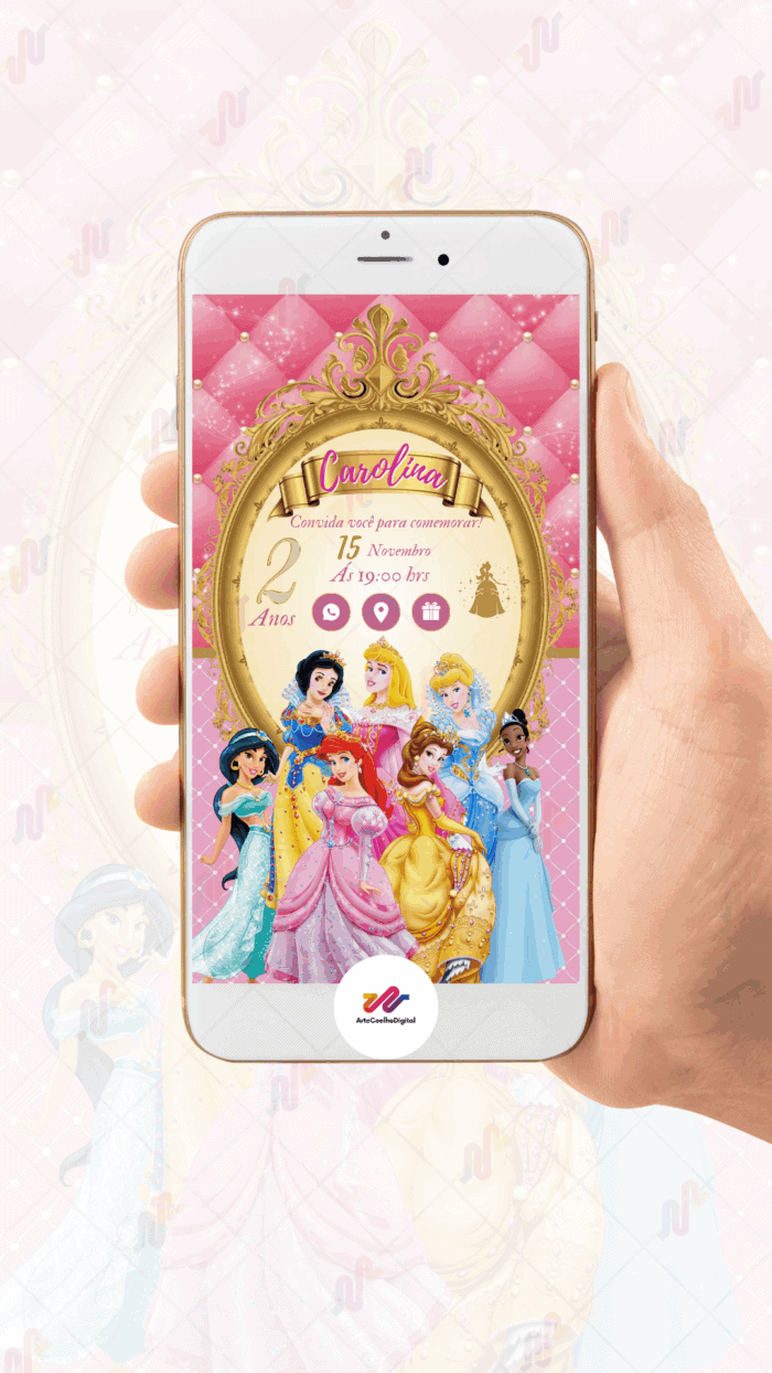 Convite Interativo Princesas Disney - Imagem 2