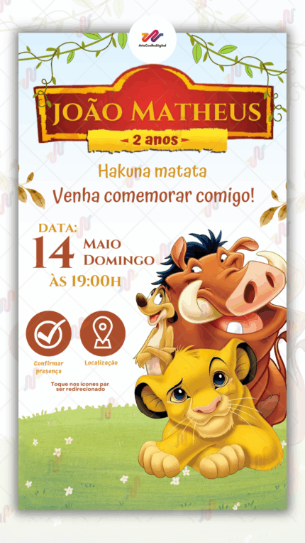 Convite Interativo Rei Leão