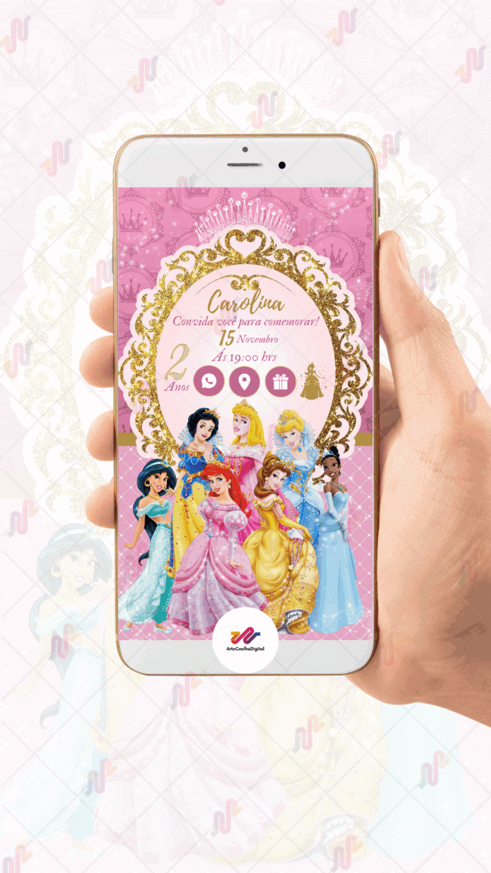 Convite Interativo Princesas Disney - Imagem 2