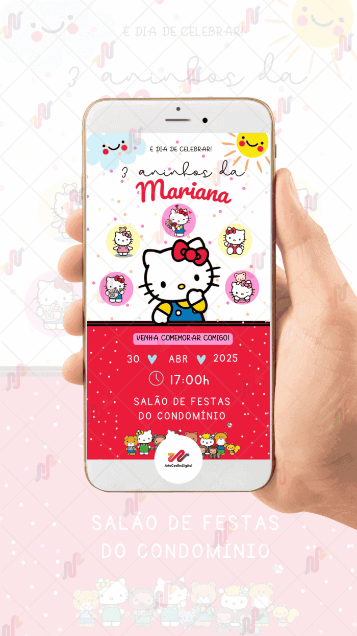 Convite Digital Hello Kitty - Imagem 2