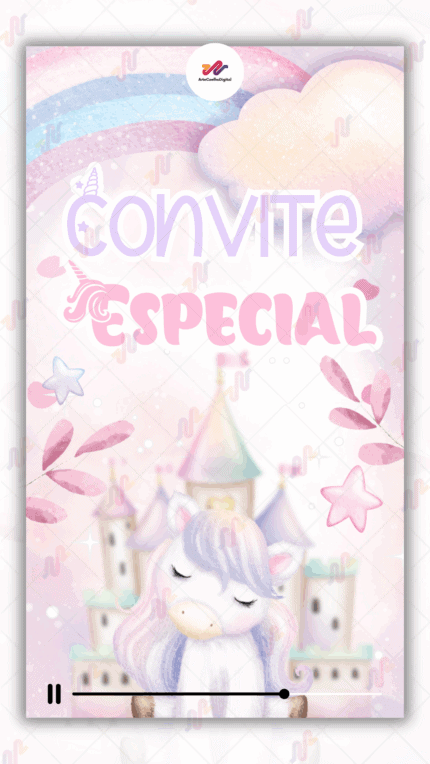 Convite Animado Plus Unicórnio