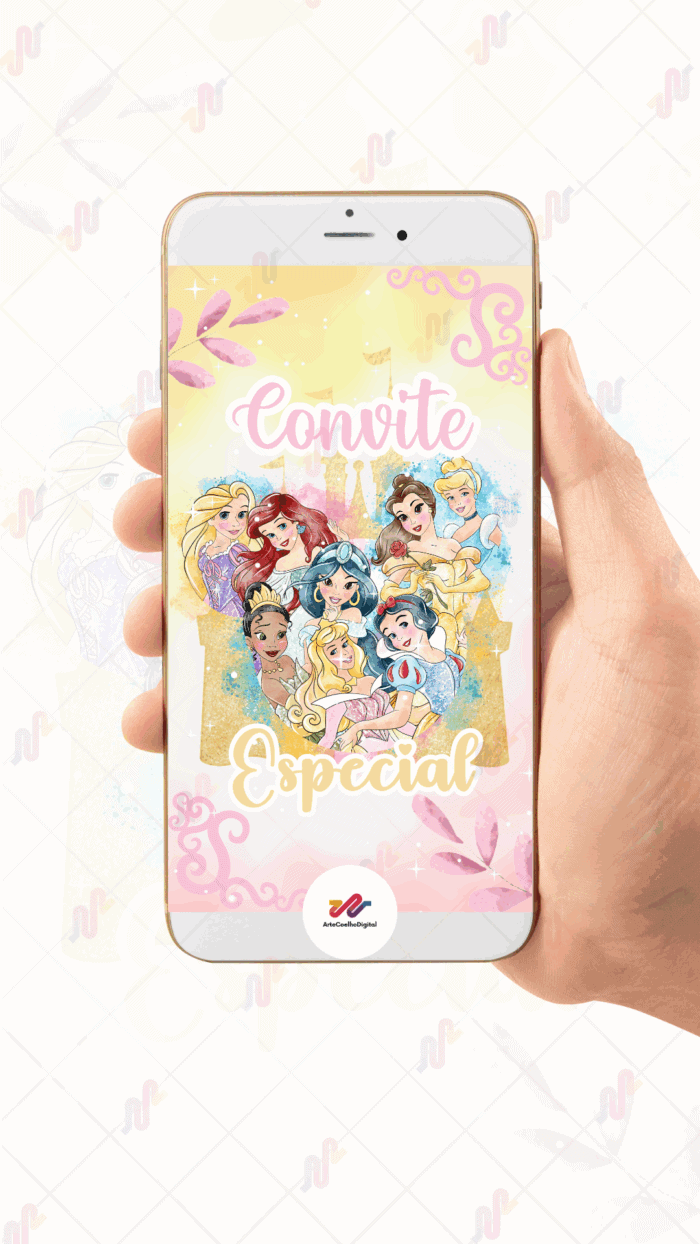 Convite Animado Plus Princesas Disney - Imagem 2
