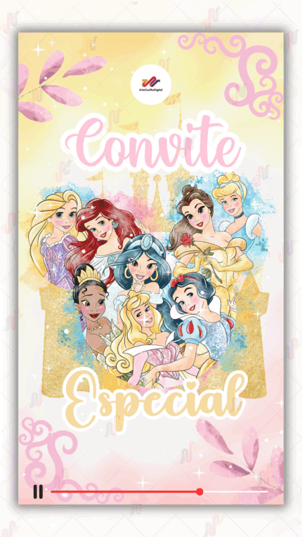 Convite Animado Plus Princesas Disney