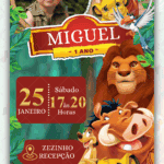 Convite Animado Retrô Rei leão