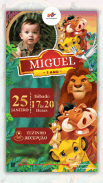 Convite Animado Retrô Rei leão