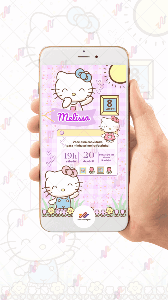 Convite Digital Hello Kitty - Imagem 2