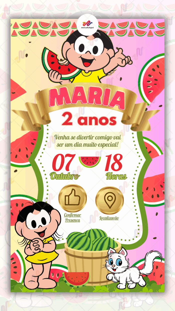 Convite Interativo Magali Turma da Monica - Imagem 1