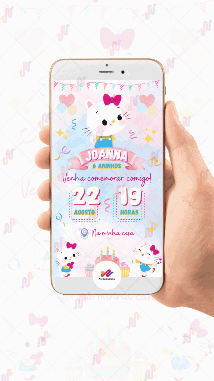 Convite Digital Hello Kitty - Imagem 2