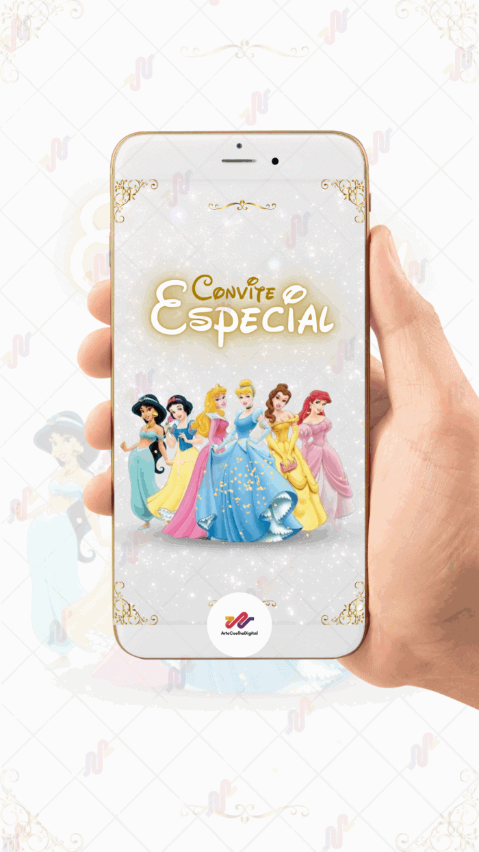 Convite Animado Plus Princesas Disney - Imagem 2