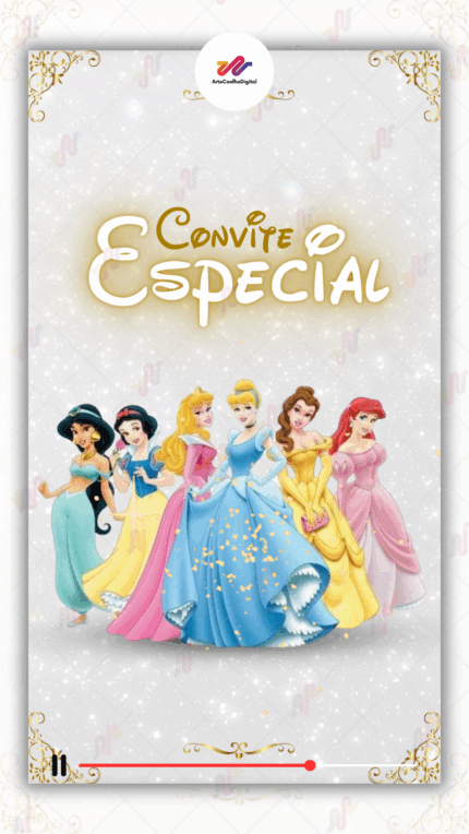 Convite Animado Plus Princesas Disney