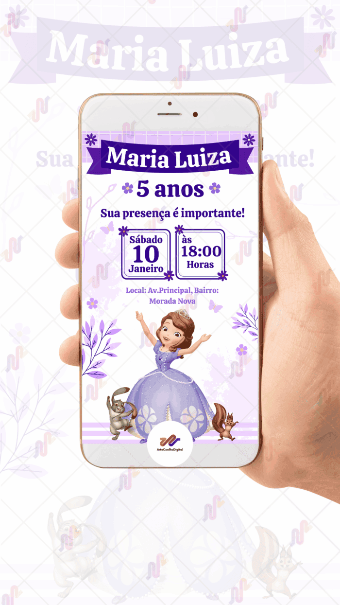 Convite digital Princesa Sofia - Imagem 2