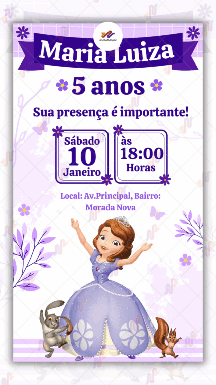 Convite digital Princesa Sofia
