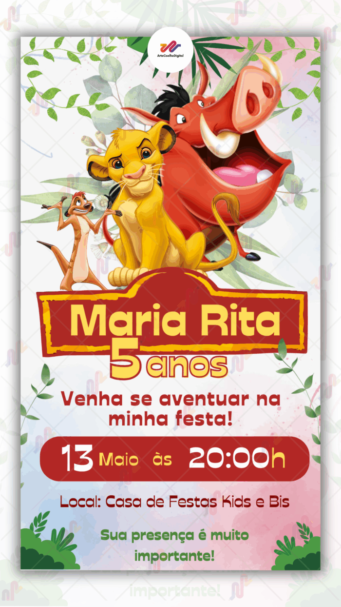 Convite digital Rei Leão - Imagem 1