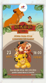 Convite Animado Simples Rei leão